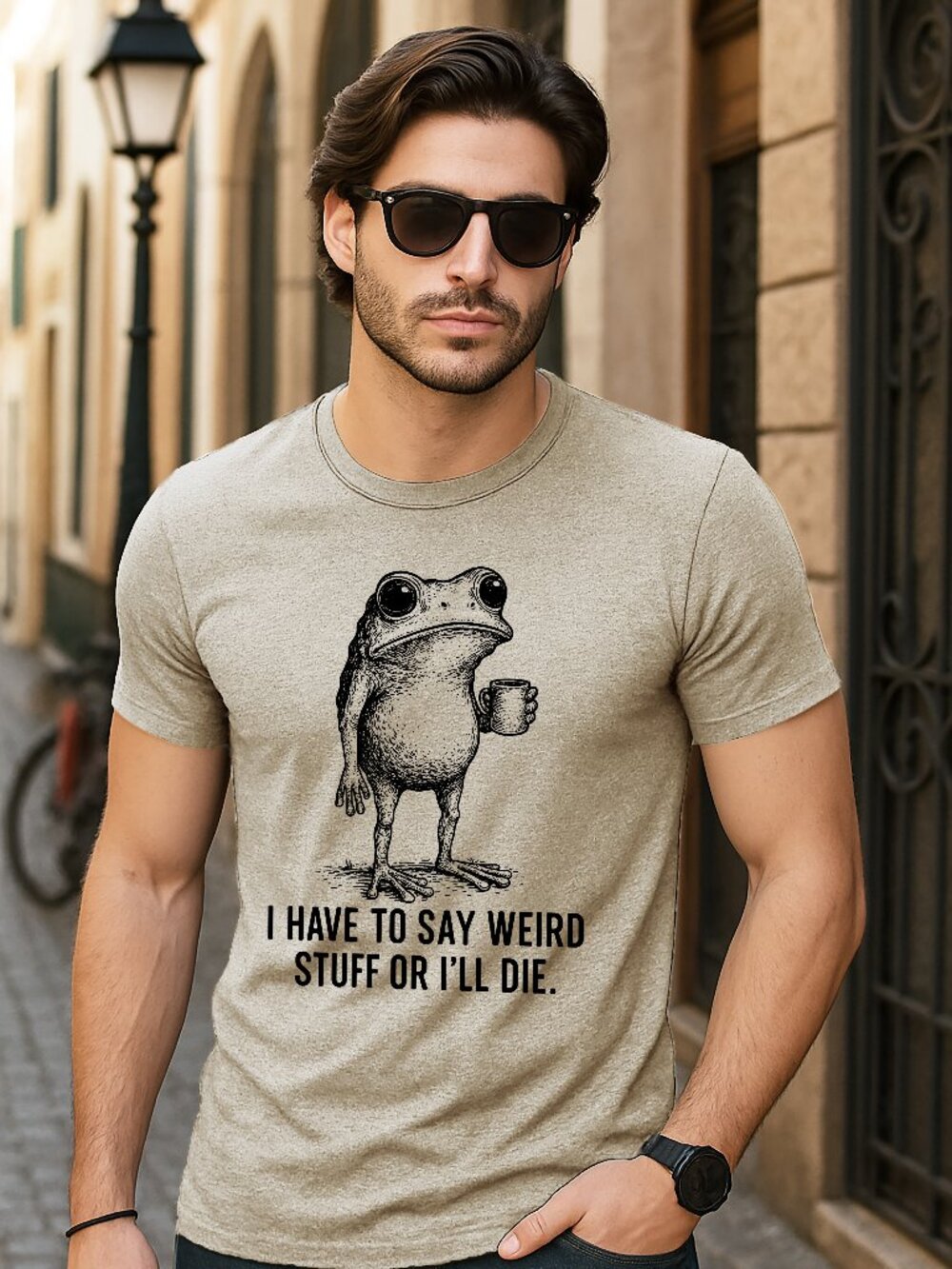 Men’s Weird Frog Funny Graphic T-Shirt Regular Fit